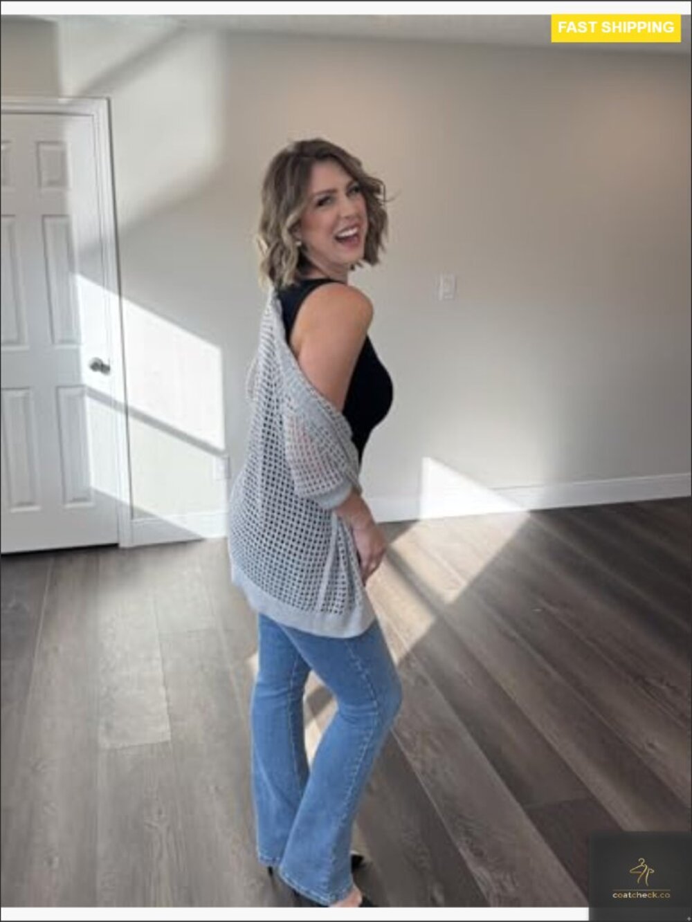 Crochet Lightweight Cardigan Short Sleeve Boho Kimono Oversized Open Front - Picture 4 of 7
